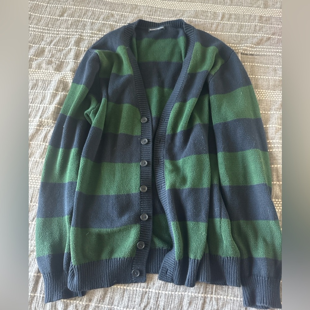 Brandy Melville Maya Oversized Cardigan – Green & Navy Stripes